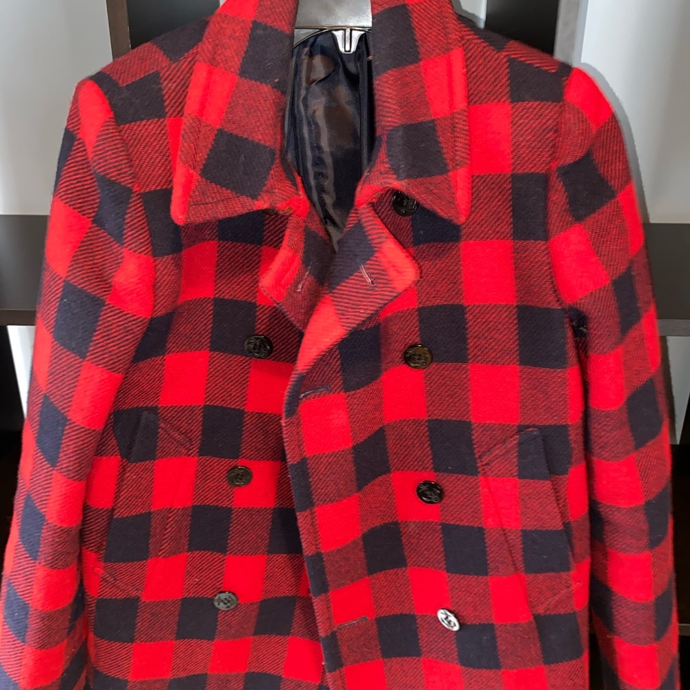 Jcrew plaid short wool pea coat size 10